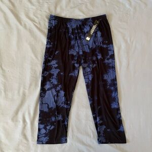 Leggings Depot Women's Tie-Dye Capri Leggings - Black and Blue